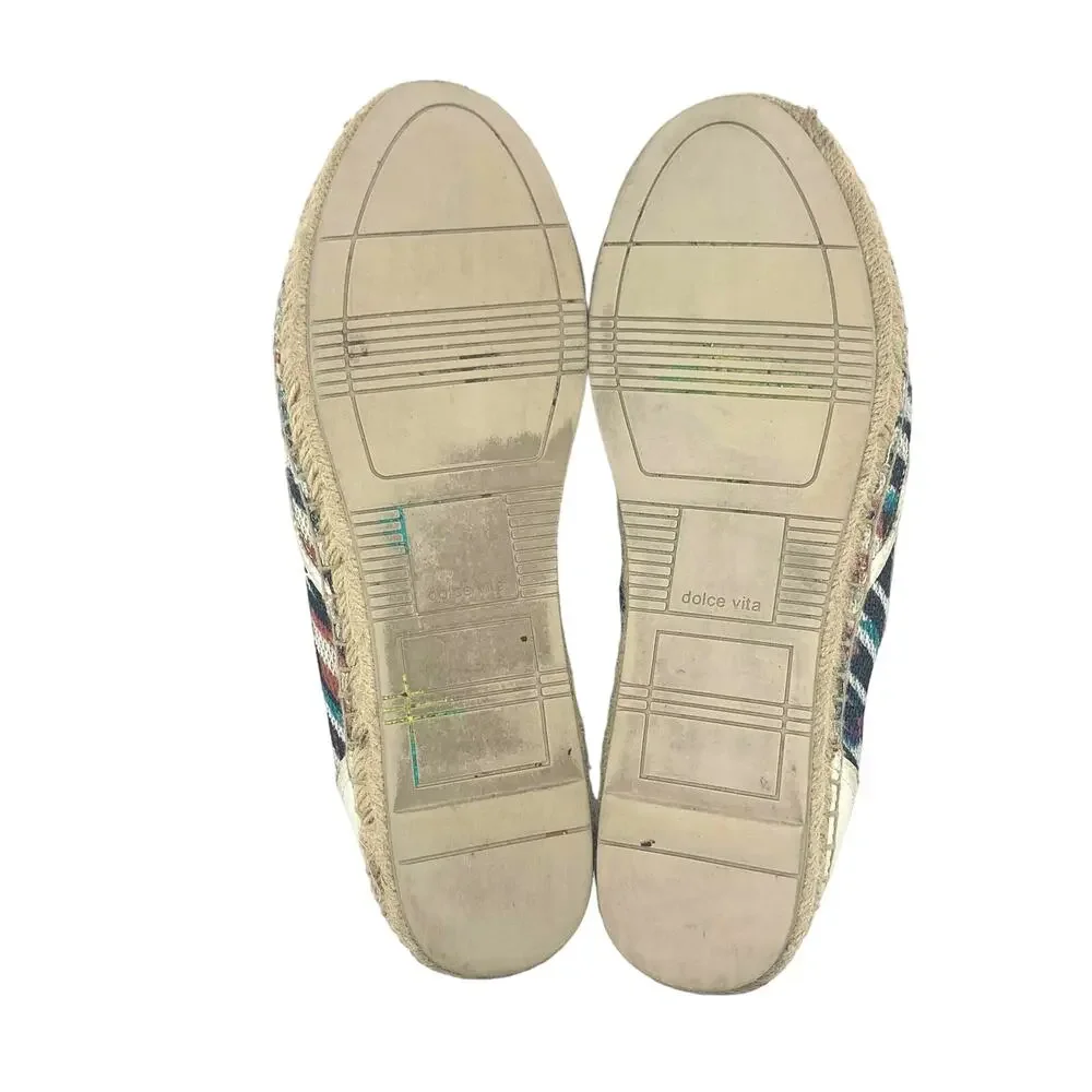 Dolce Vita Striped Woven Espadrille Flats Women's Sz 7 Multicolor Slip On Canvas